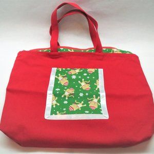 Cats in Hats Hand-Crafted Red Canvas Zip-top NEW Holiday Tote Bag